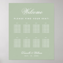 Póster Gráfico de Asientos Simple Verde para Boda Sage 8