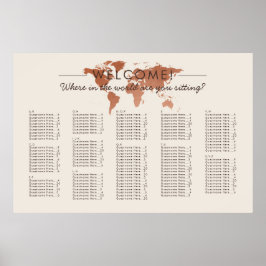 Póster Gráfico de Asientos Tema de Viaje Mapa del Mundo d