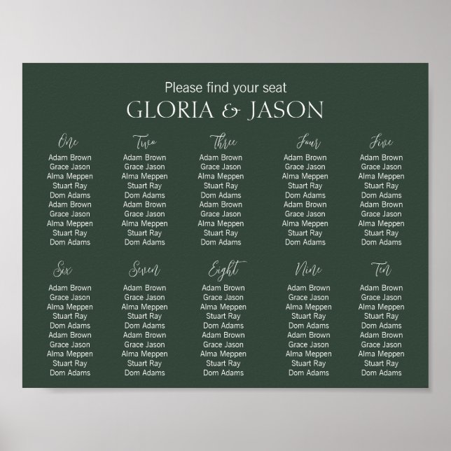 Póster Gráfico de asientos verdes (Frente)