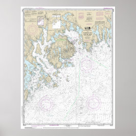 Póster Gráfico de bahías y acercamientos de colinas azule