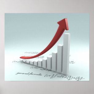 Póster Gráfico de barras y flecha con fórmula