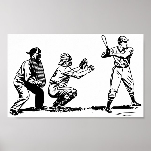 Póster Gráfico de béisbol vintage (Frente)