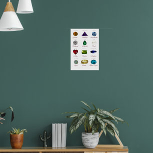 Póster Gráfico de Birthstone con guijarros   poster de 12