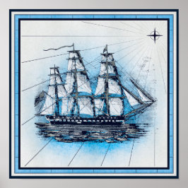 Póster Gráfico de buques náuticos vintage