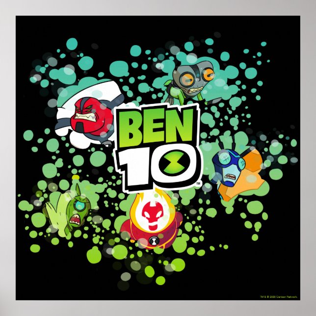 Póster Gráfico de burbujas de Ben 10 Alien Forms (Frente)