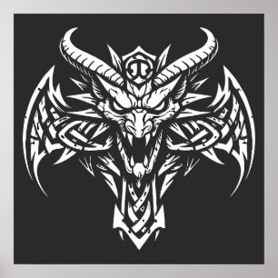 Póster Gráfico de Cabeza de Demonio Tribal por BurnsIn