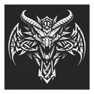 Póster Gráfico de Cabeza de Demonio Tribal por BurnsIn