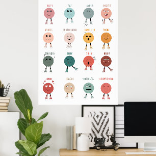 Póster Gráfico de caras de sentimientos y emociones para 