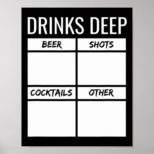 Póster Gráfico de conteo de bebidas para fiesta de solter (Frente)