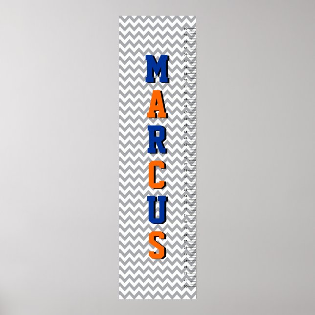 Póster Gráfico de crecimiento Chevron Six Letter Name (Frente)