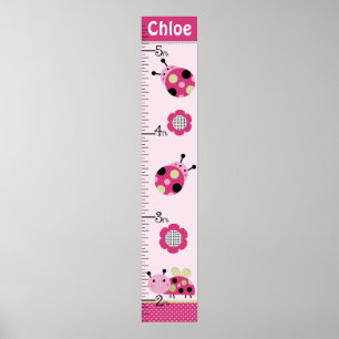 Póster Gráfico de crecimiento Chica de Ladybugs rosa pers