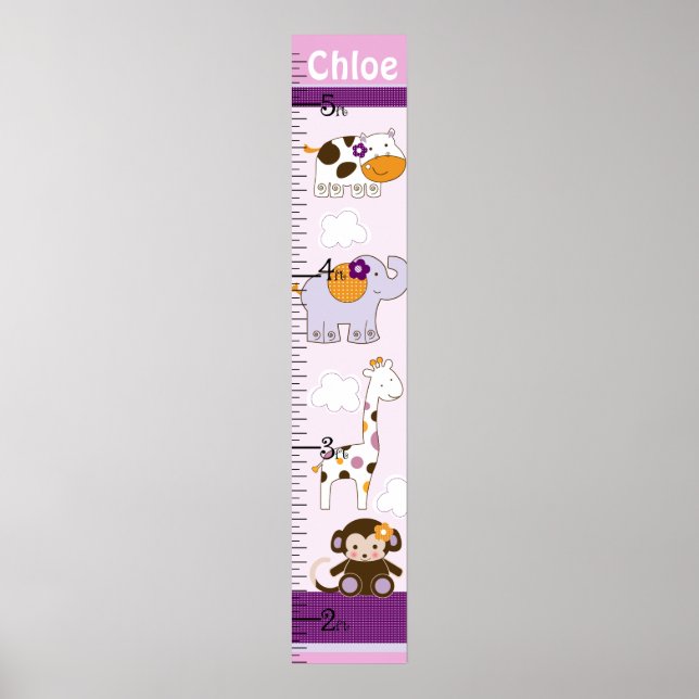 Póster Gráfico de crecimiento de animales Chicas morados  (Frente)