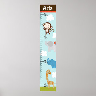 Póster Gráfico de crecimiento de animales de la selva sil