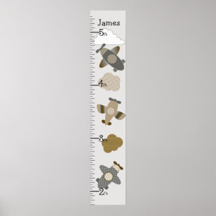 Póster Gráfico de crecimiento de aviones Brown y Tan Siga