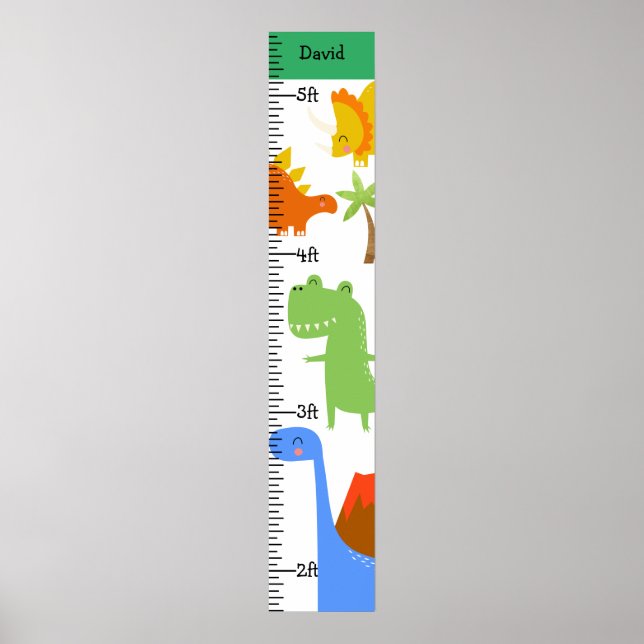 Póster Gráfico de crecimiento de dinosaurio Boy Dino pers (Frente)