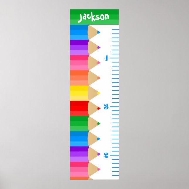 Póster Gráfico de crecimiento de niños con lápices de col (Frente)