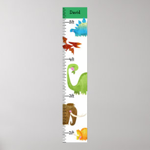 Póster Gráfico de crecimiento de niños de dinosaurios de