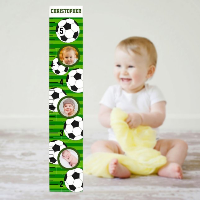Póster Gráfico de crecimiento de plantilla de fotografía  (Soccer Photo Template Growth Chart)