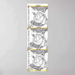 Póster Gráfico de crecimiento - Dragón en los árboles