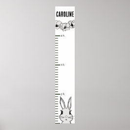 Póster Gráfico de crecimiento floral de conejo conejo con