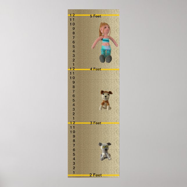 Póster Gráfico de crecimiento - Gato de perro y muñecas C (Frente)