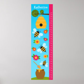 Póster Gráfico de crecimiento infantil - Abejas y flores