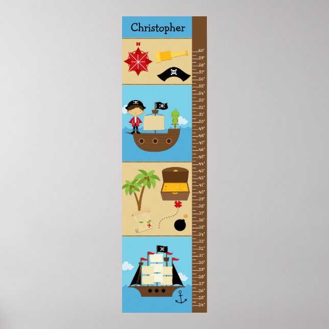 Póster Gráfico de crecimiento infantil - Piratas (Frente)
