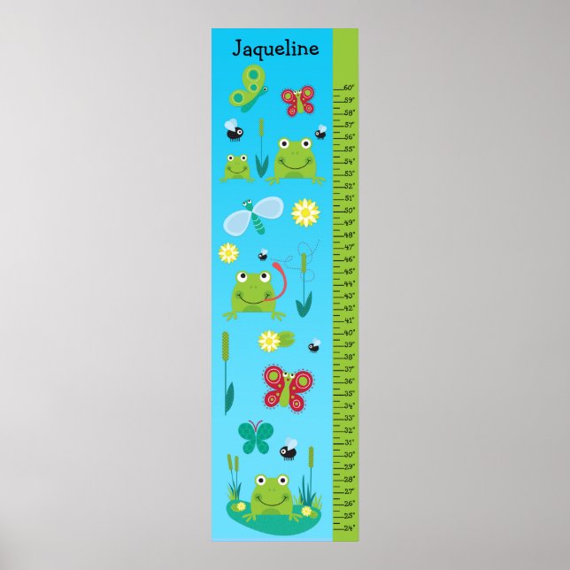 Póster Gráfico de crecimiento infantil - Ranas y mariposa (Frente)