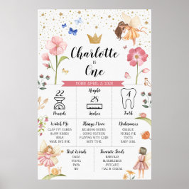 Póster Gráfico de cumpleaños de hada Tabla de cumpleaños