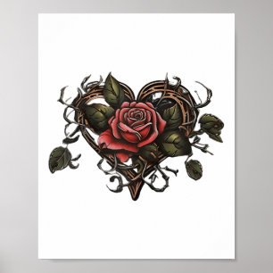 Póster Gráfico de Día de San Valentín del tatuaje del cor
