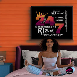 Póster Gràfico de eslogan Black All Day 24/7 para mujeres