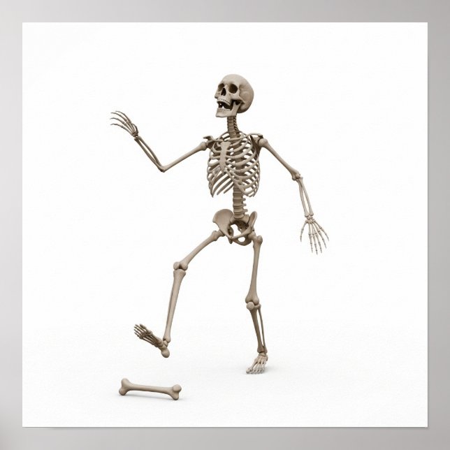 Póster Gráfico de esqueleto cómico (Frente)