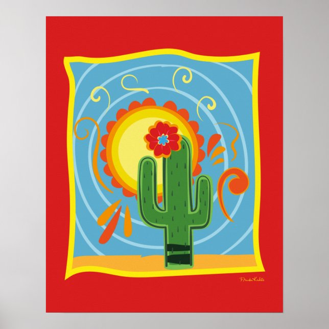 Póster Gráfico de Frida Kahlo Cactus (Frente)