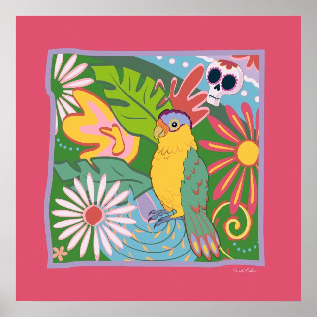 Póster Gráfico de Frida Kahlo Parrot (Frente)