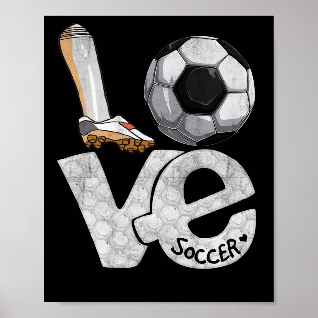 Póster Gráfico de fútbol diciendo amor corazón pelota (Frente)