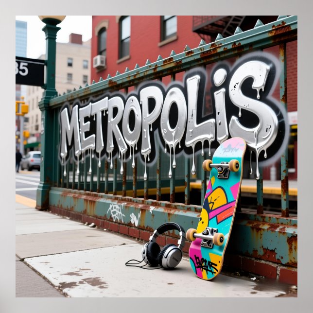 Póster Gráfico de grafiti de Metropolis (Frente)