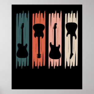 Póster Gráfico de guitarrista retro jugador de música