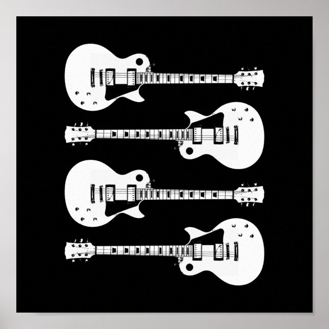 Póster Gráfico de Guitars eléctricos en blanco (Frente)