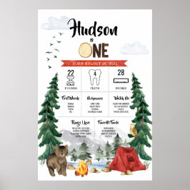 Póster Gráfico de hitos de primer cumpleaños de un Camper