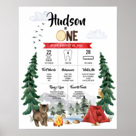 Póster Gráfico de hitos de primer cumpleaños de un Camper