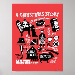 Póster Gráfico de iconos de historias de Navidades