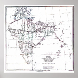 Póster Gráfico de índice de mapas de época de la India