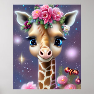 Póster Gráfico de jirafa bebé linda