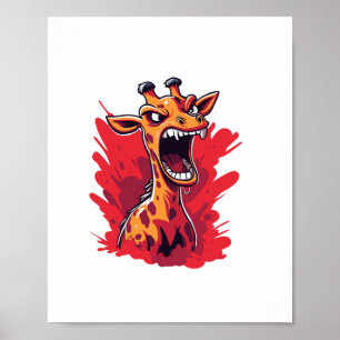 Póster Gráfico de Jirafa Enojada Jirafa Divertida Kawaii