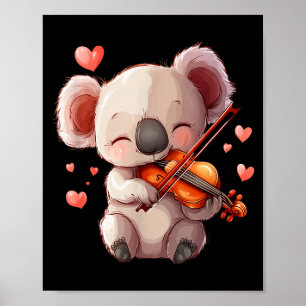 Póster Gráfico de koala kawaii tocando el violín para San