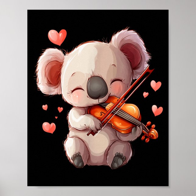 Póster Gráfico de koala kawaii tocando el violín para San (Frente)