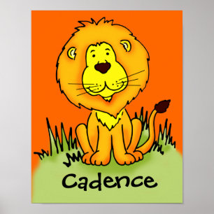Póster gráfico de león para niños con tu nombre
