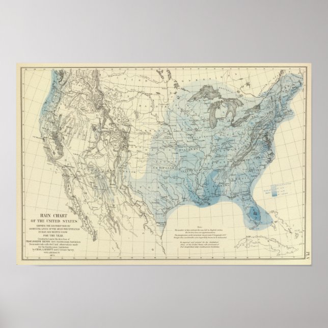 Póster Gráfico de lluvias en Estados Unidos (Frente)