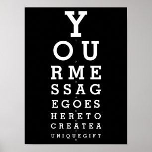 Póster Gráfico de optometrista en blanco y negro con mens