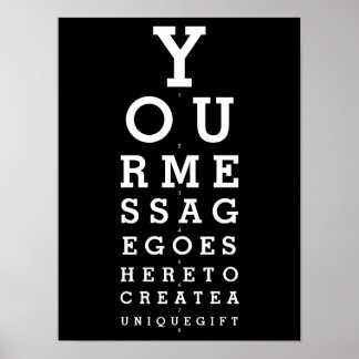 Póster Gráfico de optometrista en blanco y negro con mens